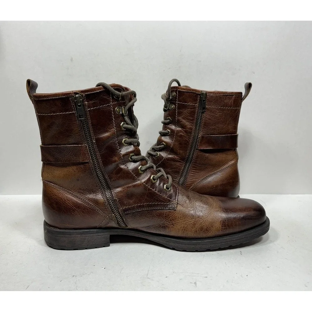 Aston Grey RockCastle Men's Size‎ 13 Distressed Brown Boots Side Zipper